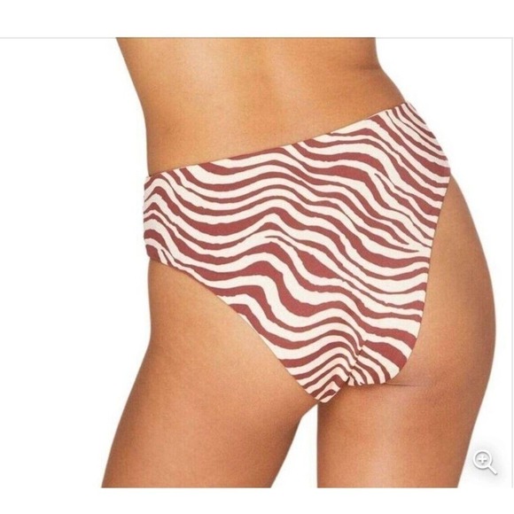 Andie Swimwear The Hipster Bikini Bottom Bias Stripe Truffle Sz Medium Sculpting - Picture 2 of 11